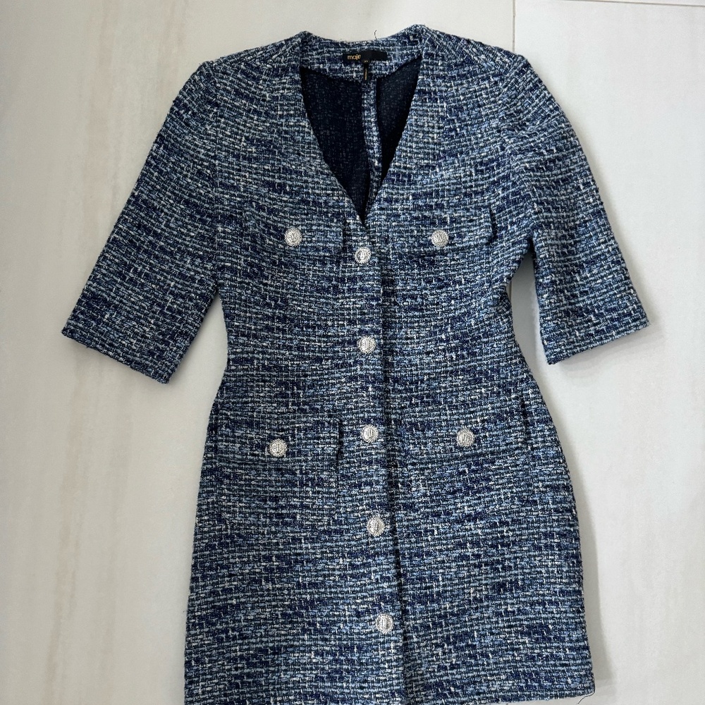 MAJE TWEED  DOUBE BREASTED MINI DRESS